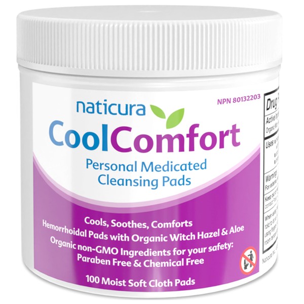 Naticura CoolComfort Personal Cleansing Pads with Organic Witch Hazel and