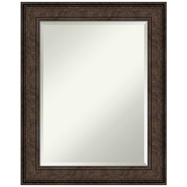 Amanti Art Bathroom Mirror, Ridge Bronze Wall Mirror for use as Bathroom Vanity Mirror Over Sink (29.75 x 23.75 in.) Beveled Mirror, Bronze Mirror, Traditional Mirror from WI, USA