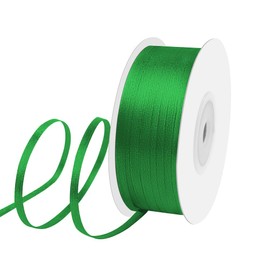 Isaspire 1/8" Width x 100 Yards Satin Ribbon, Small Green Ribbon Perfect for DIY Craft, Bows, Gift Wrapping, Flower Bouquet, Valentine's Day, Christmas and Party Decoration