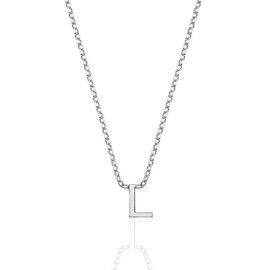 AKA Gioielli® - Letter chain of the alphabet A-Z in sterling silver 925, pendant with small initials, Sterling Silver