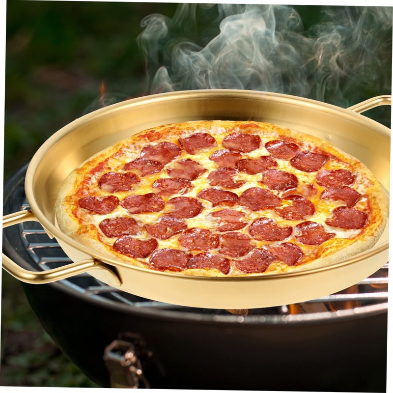 Operitacx Stainless Steel Pizza Plate Perforated Baking Tray for Even
