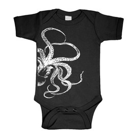 Live Nice Kraken ATTACKIN' - Squid Octopus Outfit - Cotton Infant Bodysuit, 12m, Black