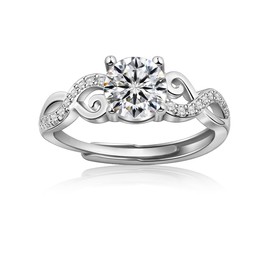 Eastlily 1ct Round Cut Cubic Zirconia Wedding Rings For Women, Adjustable Vine Eternity Rings For Women, Rhodium-Plated Copper Engagement Ring, Simulated Diamond Anniversary Rings for Size 6-10