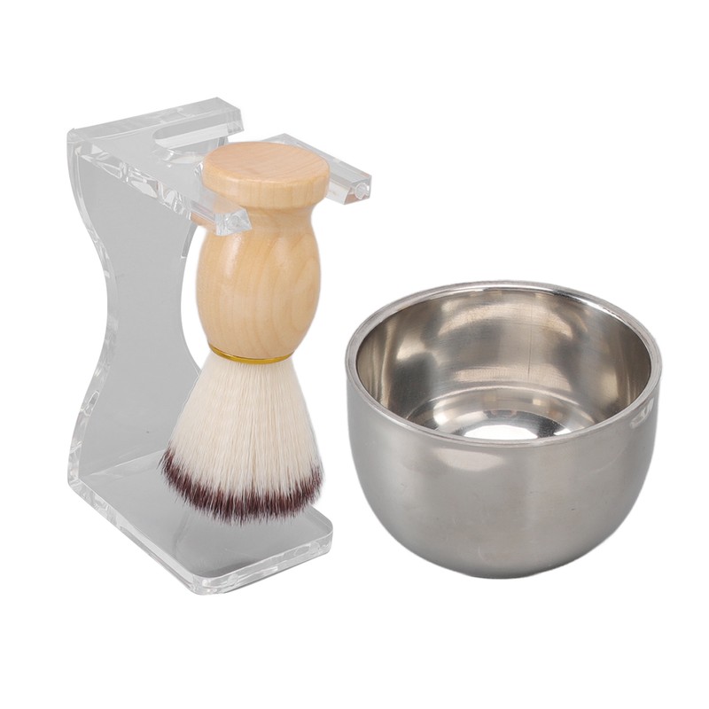 3 PCS Men Shaving Brush Set Acrylic Brush Holder Bubble