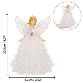 Belle Vous Christmas Tree Toppers - 20.5 x 8.2cm Plastic, White Angel Tree Topper - Fairy Treetop Pendant for Christmas Tree Decorations, Christmas Tree Ornaments and Festive Home Decor