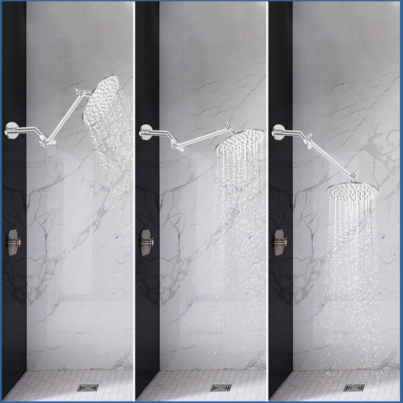 Stainless Steel Shower Extension, 10 Inch Adjustable Shower Extender Arm,