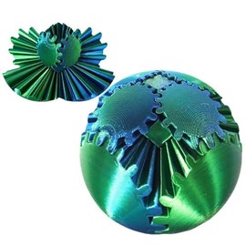 Gear Ball 3D Printed Fidget Toy Spinning Gear Sphere for Stress Relief Anxiety Fun Desk Toy for Adults Kids Stocking Filler Birthday Christmas White Elephant Gifts Green