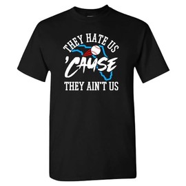Xtreme Apparrel Miami Fans - They Hate Us 'Cause They Ain't Us Men's T-Shirt for Baseball Fans (Black Shirt, 5XL)