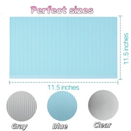 Refrigerator Mats 3PCS Silicone Shelf Liners Refrigerator Mats Heat Resistant Cup Pad Multifunctional Pads Drawer Table Placemats Gray/Blue/Clear