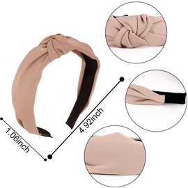 Fashion Wide Headbands for Women - 6 Pack Knotted Plain Hair Band Accessories with Non-Slip Design