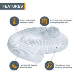 POWERTEC 4" x 10' Dust Collection Hose w/ 4pcs Key Hose Clamps and fittings for cyclone dust separator for Table Saw, Band Saw, Planer, Jointer, Woodworking and WoodShop Dust Collection System (70416)