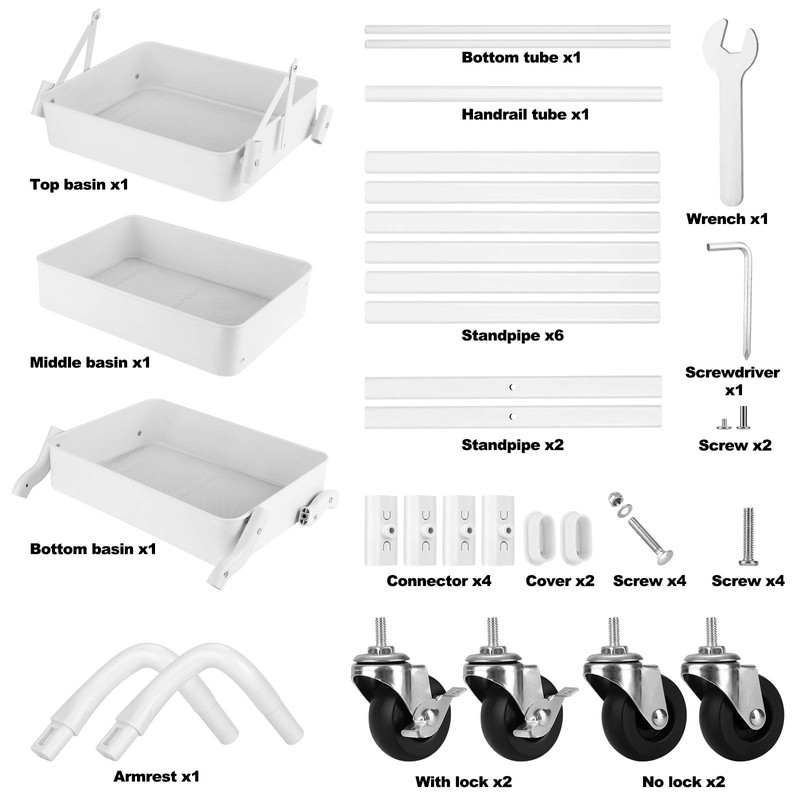 johgee Foldable 3 Tier Metal Utility Rolling Cart, Folding Mobile