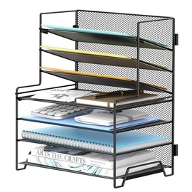 SUPEASY Organizador de archivos de escritorio de 7 niveles, organizador de papel de malla con soportes para archivos, organizadores de escritorio de m