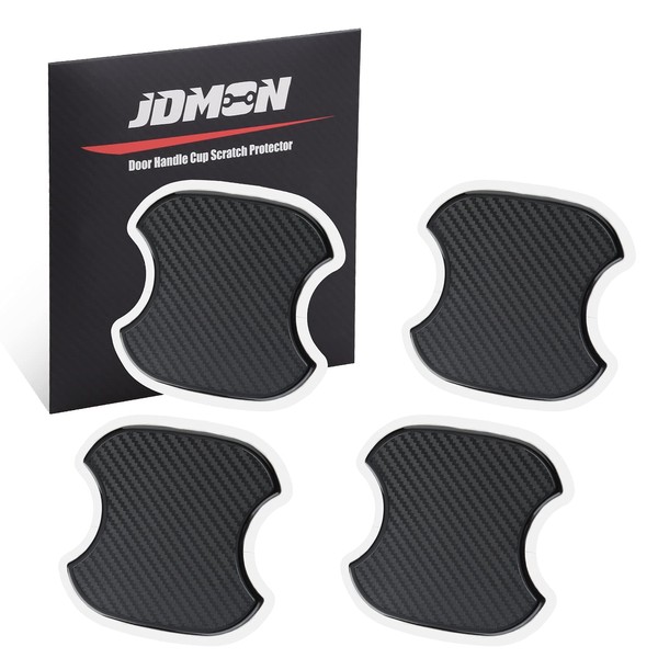 JDMON Car Door Handle Cup Scratch Protector, 4Pcs TPU Carbon