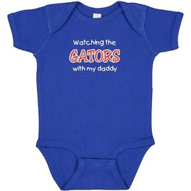 Curiositees Watching the Gators with my Daddy Fan Baby Jersey Bodysuit Outfit (Royal, 3-6 Months)