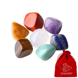 7 Chakra Healing Crystal Natural Tumble Stones Set Crystals and Gemstones Healing Reiki Puff Pocket Palm Stone for Stress Relief Chakra Balancing Home Decoration Yoga (7PCS)