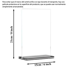 Soporte de Acrílico para Letreros Doble Cara - Set de 6 Soporte para Menús de Mesa Acrílico, Porta Menu, 21 * 15 CM, Anuncio, Restaurantes, Bares (Transparente,6 PCS,A5)