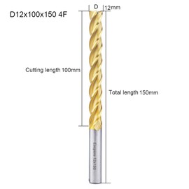 Escpere EVA EPS Styrofoam CNC Router Cutter for Cutting Long, HSS Spiral Long Endmills CNC Foam Milling Bit 2D / 3D D12x100x150 4F Flat