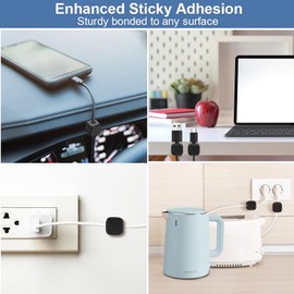 Yuannee Kabelhalter Selbstklebend,6 PCS Kabelmanagement Schreibtisch Stark Haftende Draht Ladegerät Halter Ladekabel Organizer Magnetische Kabelclips für Nachttisch Küchengeräte(Schwarz)