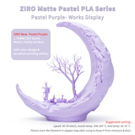 ZIRO Matte PLA Filament, Shine-Free Finish 1.75mm 3D Printer Filament, Pastel Colors PLA Series, 1kg/2.2lbs Spool, Dimensional Accuracy +/- 0.03mm, Fit Most FDM 3D Printers, Pastel Purple(Matte)