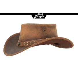 Black Jungle Yukon leather hat, western hat, Australian hat, cowboy hat (as3, Alpha, xx_l, ochre)