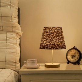 Peystean Animal Leopard Print 3 Colors Dimmable LED Table Lamp with USB Port,10.8" Linen Shade Bedside Nightstand Decor Night Light for Home Living Room Desk Cafe