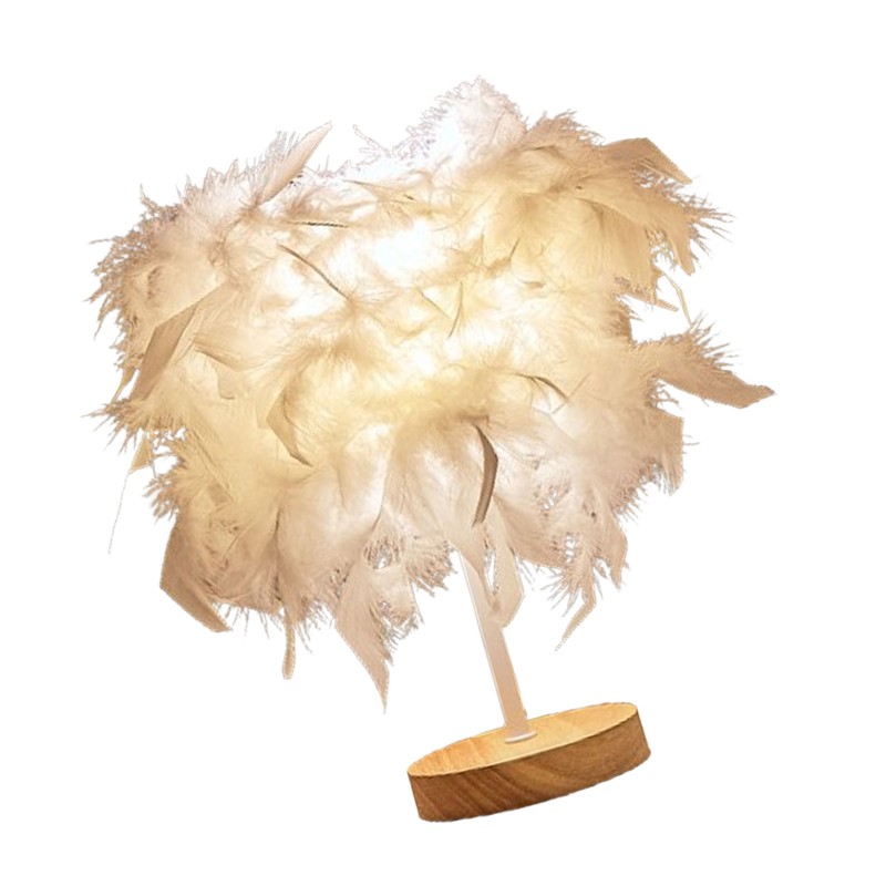 Feather Table Lamp Light Luxury Bedside Lamp Night Light for