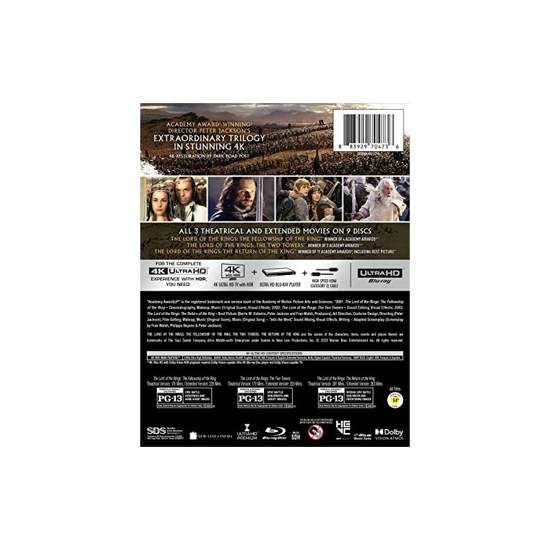 EL SEÑOR DE LOS ANILLOS LA TRILOGIA BR 4K (blu_ray)