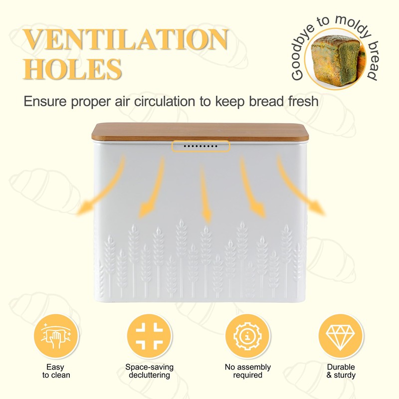 HOME PALETTE Extra Large Bread Box for Kitchen Countertop Corner