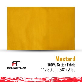Fashion Track Mustard Fabric Cotton by The Metre UK - 58 Inches / 147.5 cm Wide - 100% Cotton Fabric Plain - 60 Square - Available in 20 Colours and 5 Sizes (1 Metre, Mustard)