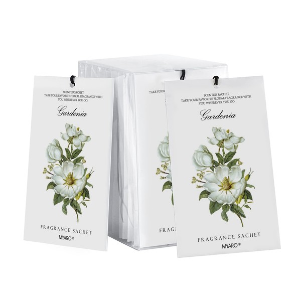 MYARO 12 Packs Gardenia Scented Sachets for Drawer and Closet,
