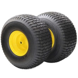 OutdoorVibe 20x8.00-8 Lawn Mower Tires and Wheel Assemblies - 4 Ply, 3.5" Offset Hub, 3/4" Borehole with 3/16" Keyway, 965 Lbs Capacity, Set of 2 for Riding Lawn Mowers.