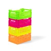 Ay-Kasa Folding Crate, Sturdy Folding Box, Plastic, Stackable, Neon Pink,