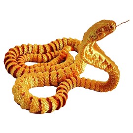HOXSNII 3D Printed Snake Fidget Toy,Articulated Snake Crystal Snake,Crystal Snake With Snake,Flexible Crystal Snake Figurine Decor, Home Office Decor Desk Toys,Laser Printed - Gold