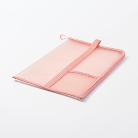 Muji 84444647 Nylon Mesh Vertical Document Case with Dividers for A4 Size, Pink