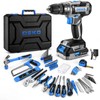 Blue Drill Tool Kit Set: 20V Cordless Power Drill Tool