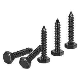 DTGN 1/4" x 1-1/4" Hex Lag Bolts - 20 Pack - for Woodworking, Furniture - 304 Stainless Steel Partial Thread Hexagon Head Lag Screws for Wood - Black