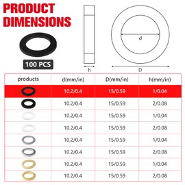 YIXISI 100 PCS 10.2x15x1 mm Door Hinge Mounting Rings, Plastic Door Hinge Washers, Room Doors Washers, for Room Doors Hinges, Black Nylon
