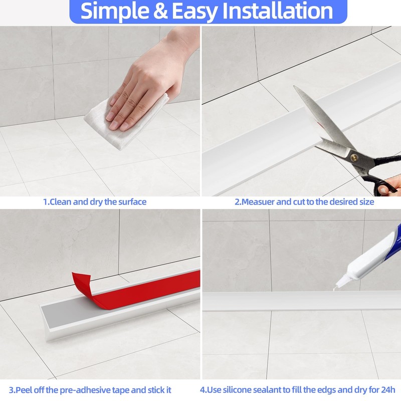39 Inch Shower Threshold Water Dam Barrier,Silicone Shower Door Bottom
