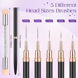 MELLIEX 6 Piece Nail Brush Set, Nail Brush with Lid, Gel Nails Brush, Thin Ombre Sponge Brush for Nail Design