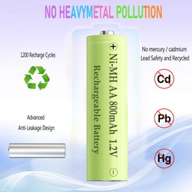 Teneyuuo 8 PCS AA Solar Rechargable Batteries, 1.2V 800mAh NI-MH Pre-Charged Double A Battery for Landscaping Light, Solar Flowers Liths