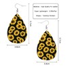 Vosach Sunflower Leather Teardrop Earrings Retro Summer Yellow Sunflower Black