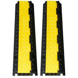 CXRCY Cable Ramp 2 Pack of 3 Channel PVC Rubber Cable Protector,44000lbs Capacity Heavy Duty Speed Bumps Hose Cord Protector Ramps for Wire/Hose/Pipe Hider Driveway &Indoor