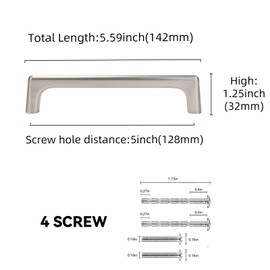 BUKOBYHE 10 Pack 5 Inch(128mm) Cabinet Pulls Brushed Satin Nickel Kitchen Cabinet Pulls Drawer Pulls Solid Cabinet Hardware