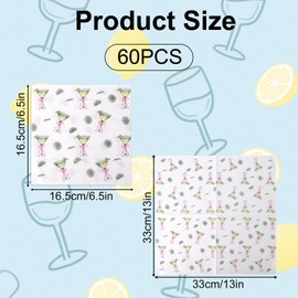 BOXOB 60pcs Martini Napkins, Cocktail Party Napkins Elegant Martini-Themed Birthday Decorations for A Tiny Bit Older Party Casino Night & Bachelorette Decor