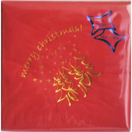 Merry Christmas Embossed Napkins 3 Ply Red