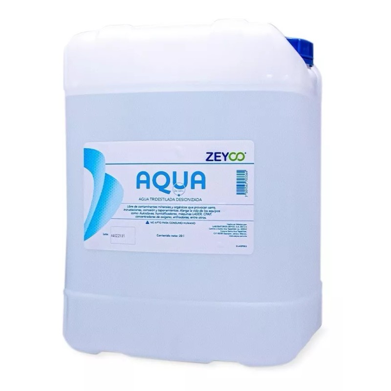 Zeyco Agua Tridestilada Desionizada Zeyco 20 Litros