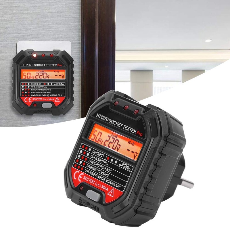 Socket Tester HT107D, Socket Tester for LCD Digital Display with