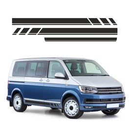 Side Strips Replacement for VW T5 T6 T6.1 California 2003-2024, 2 x Side Stickers + 1 x Tailgate Sticker, Side Stripes Sticker Transporter, Black