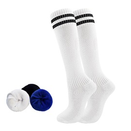 HYCLES Football Socks Children's Athletic Socks 1/2 Pair for Boys and Girls Breathable Grip Sports Training Football Socks Football Training Running Sports 3-6 Years, 02# White x 1
